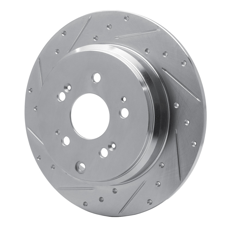 Acura MDX Brake Rotor (1) - Rear Left - R1 Concepts - Drilled & Slotted - Silver - `07-`17